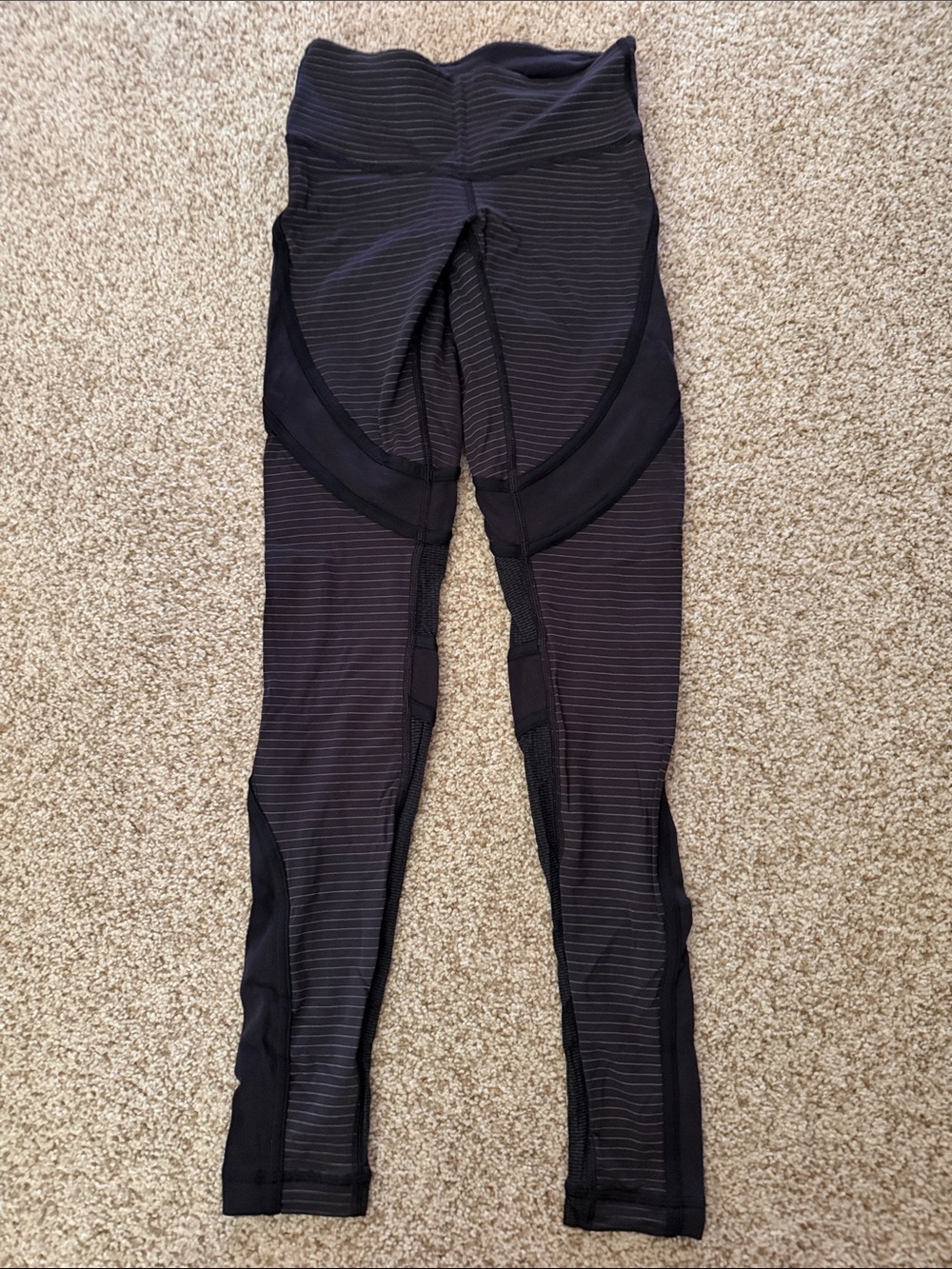 lululemon athletica Black Striped High-Rise Leggings